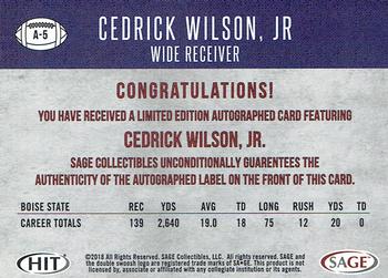 2018 SAGE HIT - Autographs Gold #A-5 Cedrick Wilson Jr. Back