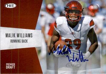 2018 SAGE HIT - Autographs Red #A-40 Malik Williams Front