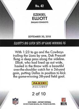 2018 Panini Instant NFL - Green #42 Ezekiel Elliott Back