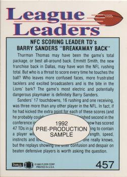1992 Fleer - Pre-Production Samples #457 Barry Sanders Back