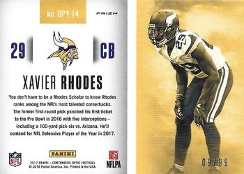 2017 Panini Contenders Optic - Defensive Player of the Year Contenders #DPY-14 Xavier Rhodes Back
