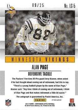2017 Panini Contenders Optic - Legendary Contenders Autographs #LC-5 Alan Page Back
