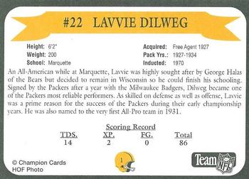 1992 Green Bay Packer Hall of Fame #1 Lavvie Dilweg Back
