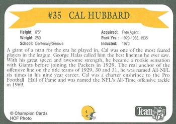 1992 Green Bay Packer Hall of Fame #4 Cal Hubbard Back