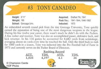 1992 Green Bay Packer Hall of Fame #53 Tony Canadeo Back
