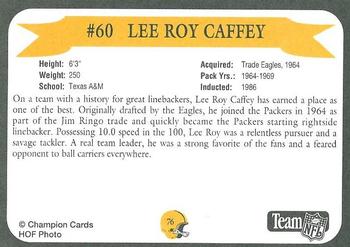 1992 Green Bay Packer Hall of Fame #76 Lee Roy Caffey Back