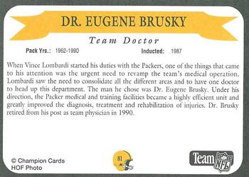 1992 Green Bay Packer Hall of Fame #81 Eugene Brusky Back