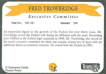 1992 Green Bay Packer Hall of Fame #82 Fred Trowbridge Back