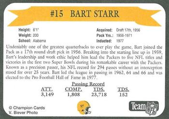 1992 Green Bay Packer Hall of Fame #97 Bart Starr Back