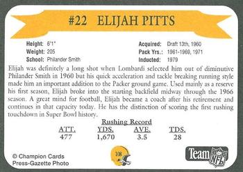 1992 Green Bay Packer Hall of Fame #108 Elijah Pitts Back