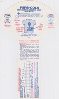 1976 Pepsi Discs #2 Lydell Mitchell Back