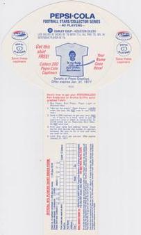 1976 Pepsi Discs #10 Curley Culp Back