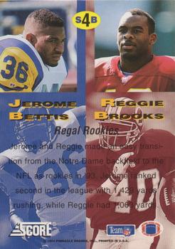 1994 Pinnacle/Score Super Bowl XXVIII Card Show #S4B Jerome Bettis / Reggie Brooks Back
