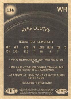 2018 SAGE HIT - Silver #114 Keke Coutee Back