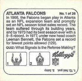 1978 Kellogg's NFL Helmet Stickers #1 Atlanta Falcons Back