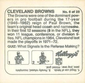 1978 Kellogg's NFL Helmet Stickers #6 Cleveland Browns Back