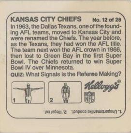 1978 Kellogg's NFL Helmet Stickers #12 Kansas City Chiefs Back