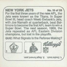 1978 Kellogg's NFL Helmet Stickers #19 New York Jets Back