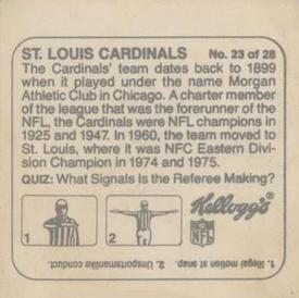1978 Kellogg's NFL Helmet Stickers #23 St. Louis Cardinals Back