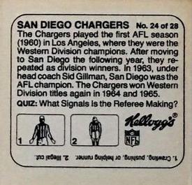 1978 Kellogg's NFL Helmet Stickers #24 San Diego Chargers Back