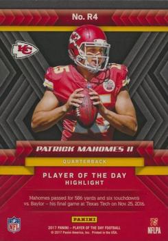 2017 Panini Player of the Day - Player of the Day Rookies #R4 Patrick Mahomes II Back
