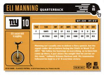2018 Panini Classics #65 Eli Manning Back