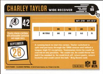 2018 Panini Classics #189 Charley Taylor Back