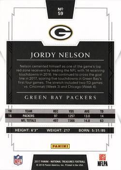 2017 Panini National Treasures - Jersey Number Red #59 Jordy Nelson Back