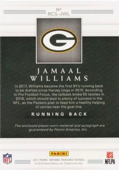 2017 Panini National Treasures - Rookie Colossal Signatures NFL Shield #RCS-JWL Jamaal Williams Back
