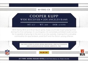 2017 Panini National Treasures - Rookie Material Signatures RPS Holo Gold #RMS-CK Cooper Kupp Back
