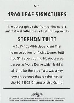 2014 Leaf Originals - 1960 Autographs #ST1 Stephon Tuitt Back