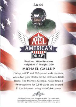 2018 Leaf Draft - All American #AA-09 Michael Gallup Back