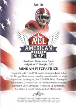 2018 Leaf Draft - All American #AA-10 Minkah Fitzpatrick Back