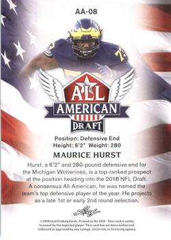 2018 Leaf Draft - All American Gold #AA-08 Maurice Hurst Back