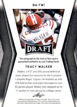 2018 Leaf Draft - Autographs #BA-TW1 Tracy Walker Back