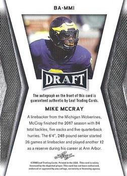 2018 Leaf Draft - Autographs Gold #BA-MM1 Mike McCray Back
