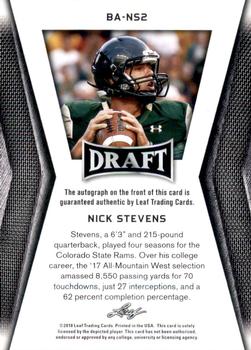 2018 Leaf Draft - Autographs Gold #BA-NS2 Nick Stevens Back