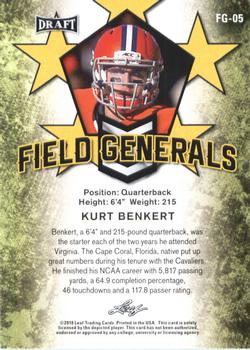 2018 Leaf Draft - Field Generals #FG-05 Kurt Benkert Back