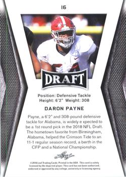 2018 Leaf Draft - Gold #16 Daron Payne Back