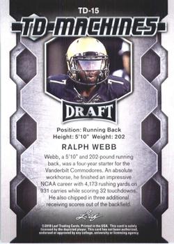 2018 Leaf Draft - TD Machines #TD-15 Ralph Webb Back