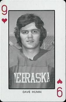 1974 Nebraska Cornhuskers Playing Cards #9♥ Dave Humm Front