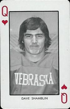 1974 Nebraska Cornhuskers Playing Cards #Q♥ Dave Shamblin Front