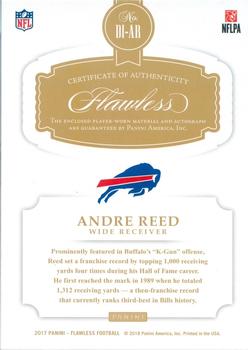 2017 Panini Flawless - Distinguished Patch Autographs #DI-AR Andre Reed Back