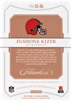 2017 Panini Flawless - Flawless Rookie Signatures Ruby #RS-DK DeShone Kizer Back