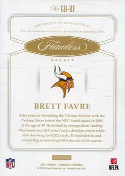 2017 Panini Flawless - Greats #GR-BF Brett Favre Back