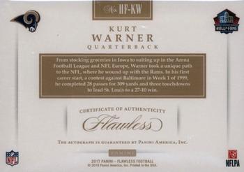 2017 Panini Flawless - Hall of Fame Autographs Platinum #HF-KW Kurt Warner Back