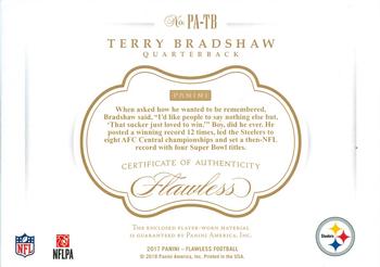 2017 Panini Flawless - Patches #PA-TB Terry Bradshaw Back