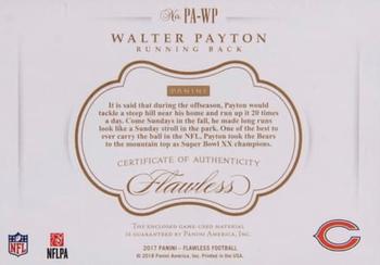 2017 Panini Flawless - Patches Emerald #PA-WP Walter Payton Back