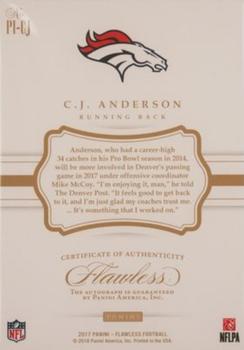 2017 Panini Flawless - Premium Ink Silver #PI-CJ C.J. Anderson Back