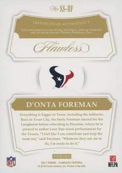 2017 Panini Flawless - Shield Signatures #SS-DF D'Onta Foreman Back
